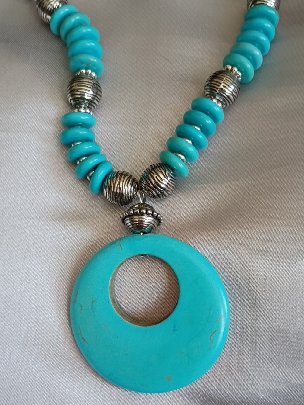 Turquoise Disc Pendant Necklace - Women's Blue Jewelry